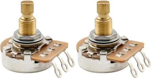 Musiclily Pro HD A1M Full Brass Metric Coarse 18-Spline Split Shaft Pots Audio Taper Potentiometers for Electric Guitar Bass (Set of 2) in Saudi Arabia