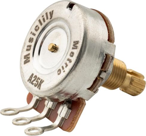 Musiclily Pro HD A1M Full Brass Metric Coarse 18-Spline Split Shaft Pots Audio Taper Potentiometers for Electric Guitar Bass (Set of 2) in Saudi Arabia