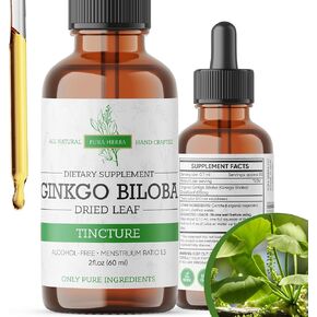Ginkgo Biloba Extract Liquid 2 Fl Oz, Supplements for Brain Function and Memory Support, Alcohol Free, Vegan - 2 Fl Oz