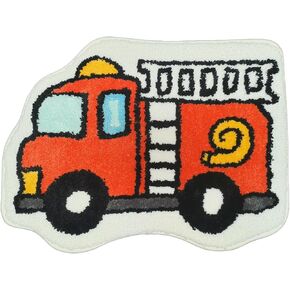 Bedroom or Bathroom Rug for Kids - 24x16 in; 100% Soft Microfiber Kids Bathroom Mat; Decorative Kids Area Rug, for Boys Girls Kids, 18x24 Inches (Firetruck)
