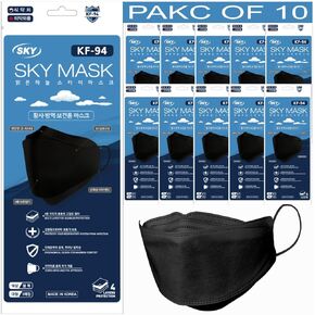 [SKY] 3D Disposable BLACK KF94 Face Mask, 4-Layer Filters, KF94 Masks, Made in Korea, Good day.