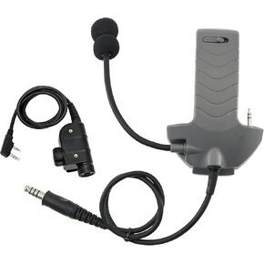 Boom Microphone/Ken 2 Pin PTT Kit Compatible with Walker's Razor Slim Earmuffs,Covert Ear Defender to Communicated Earmuff