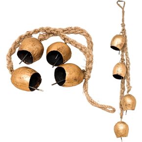 جرس من الحديد المطاوع، مصنوع يدويًا من النحاس، حبل معلق على الحائط، 4 جرس in Kuwait