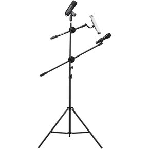 حامل ميكروفون، حامل ميكروفون IMAGE مع حامل مشبك ميكروفون، قاعدة معدنية ثقيلة قابلة للطي وتعديل الارتفاع للكمبيوتر الشخصي أو الكمبيوتر اللوحي أو الهاتف المحمول in Kuwait