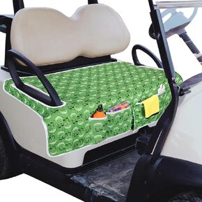Golf Cart Seat Covers, Universal Golf Cart Seat Towel Blanket with 4 Front Pockets & Nonskid Bottom Fits for EZGO, Yamaha, Club Car and More 2 Person Seats Golf Carts, Grey