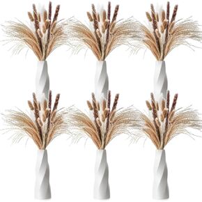 106 Pcs Dried Flowers with White Flower Vases 17" Dried Pampas Grass Bulk 8.3" Plastic Conic Flower Vases Modern Boho Centerpiece for Table Wedding Living Room Home Rustic Party