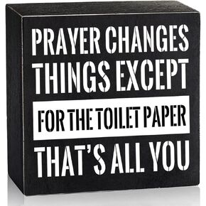 أشياء تغير الصلاة - لافتة فنية جدارية على شكل صندوق خشبي للحمام، لوحة لافتة على شكل صندوق خشبي أسود لعائلة مزرعة ريفية، للحمام المنزلي والحمام والمرحاض، مقاس 15.24 سم × 15.24 سم in Kuwait