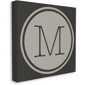 Stupell Industries Modern M Initial Circular Elevator Key Shape Canvas Wall Art