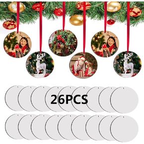 33 Pcs 2.75 inch Sublimation Keychains Blanks Round MDF Double Side Sublimation Blanks Ornaments Christmas Products Bulk Sublimation Blanks