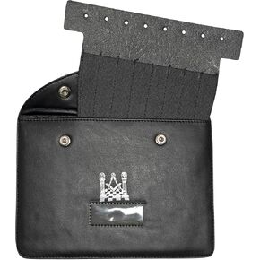 Masonic Regalia Pocket Jewel Holder (XL Size) Black Leather | Freemason jewelry Case/Pad