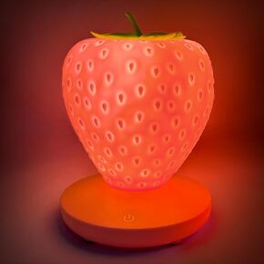 Strawberry Night Light, LED Cute Night Light, Cute Silicone Strawberry Lamp, 3 Modes Touch for Birthday, Christmas (Pink)