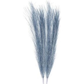MECCANIXITY 1Pcs Faux Pampas Grass Small 45cm/17.7" Fake Fluffy Pampas Grass 7 Branches Artificial Vase Filler for Home Office Vase Wedding Decoration Champagne