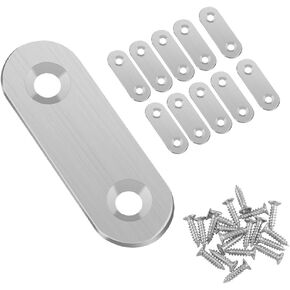 10PCS Flat Straight Brace, Stainless Steel Straight Brackets, Heavy Duty Flat Straight Bracket, Metal Mending Plates Brackets with Screws, Joining Plate for Mending Repair (36 mm x 16 mm)