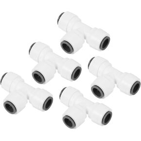 PATIKIL 1/4" Push to Connect Tee Fittings, 3 Pack T Shape Water Line Fitting for RO Water System, White