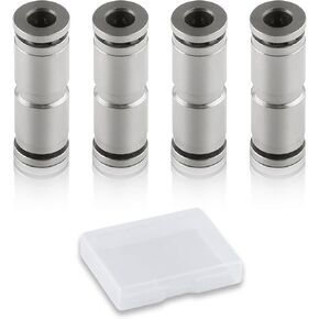 5PCS Brass Push to Connect Air Fittings Metric 6MM OD with Storage Box Copper Nickel Plating Straight Union Connect Nickel-Plated Copper Pneumatic Push to Connect Air Fitting