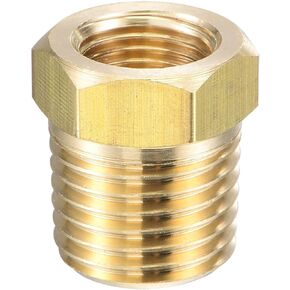 uxcell Brass Pipe Fitting Reducer Adapter 1/2" NPT Male x 1/4" NPT Female for Water Oil Air Pressure Gauge Temp Sensor
