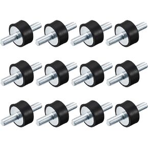 uxcell M6x18mm Rubber Mounts, 12pcs Anti Vibration Isolator Studs Shock Absorber Male for Air Compressors, Garage Motor, Diesel Engines, 20x25mm
