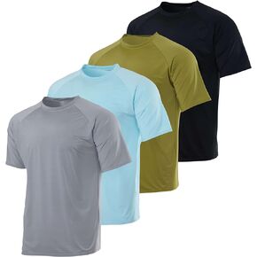 Real Essentials 4 Pack: Boys Short Sleeve Quick Dry UPF 50+ Sun Protection Rash Guard Shirt Swimwear Surf Top for Boys