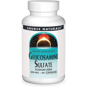 Source Naturals Sodium-Free Glucosamine Sulfate, for Joint Support, 500 mg - 60 Capsules