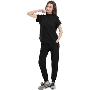 Uniforms World Allison Scrubs Set for Women — Classic fit Top & Slim Jogging Pants, Yoga Waistband, 7 Pockets, Anti-Wrinkle