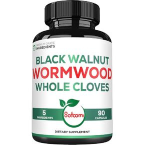 5 in 1 Wormwood Capsules Supplement - 90 Capsules - 45 Day Supply Extracted from Black Walnut Whole Cloves Turmeric and Berberine HCl Immune System & Digestion Health