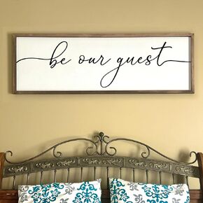 Be Our Guest Framed Wall Sign For Farmhouse Home Decor Bedroom Wall Decor Above Bed Guest Room Decor Wall Art Living Room Decor (36x12 inch, Black) in Kuwait