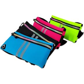 Running Phone Holder Waist Pack Bag Reflective Runners Belt Jogging Pocket Belt Compatible with iPhone for Hiking Cycling Workout (Black)
