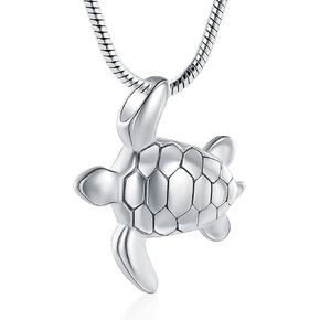 shajwo Sea Turtle Cremation Urn Necklaces for Ashes Stainless Steel Animal Urn Keepsake Jewelry Pendants for Men Women