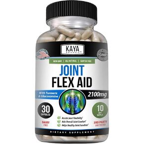 Kaya Naturals Joint Flex Aid | Joint Support Supplement for Men and Women | Turmeric Capsules | for Overall Knee Support and Joint Health (30 Count)