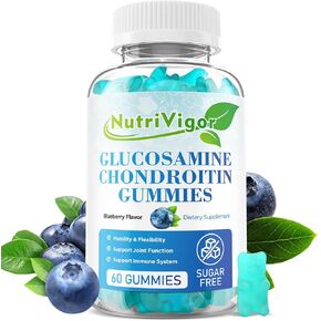 Glucosamine Chondroitin Gummies, Extra Strength Joint Support Supplement with MSM & Elderberry, Joint Support Supplement for Adults, Men & Women, Blueberry Flavor, 60 Count