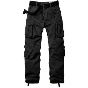 TRGPSG Men's Fleece Lined Hiking Pants, Winter Outdoor Cargo Pants, Work Ski Pants Casual Pants with 8 Pockets
