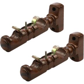 MY MIRONEY 2Pcs Wood Curtain Rod Bracket Dark Brown Curtain Rod Hooks Wooden Curtain Rod Holders Wall Mounted Drapery Rod Hangers for 1" to 1-3/8" Rods