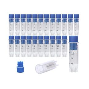 Sterile Tubes 2ml, Internal Thread Cryovial, Side-Coded Sterile Vials, O-ring Caps, White Lab Vials with Caps, 1000 Sets/Case