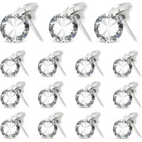 60 Pcs Crystal Upholstery Nails Tacks 5/8 Inch (16mm) Furniture Upholstery Tacks for Decoration, Diamond Crystal Decorative Push Pins for Sofa Headboard Wall Decor