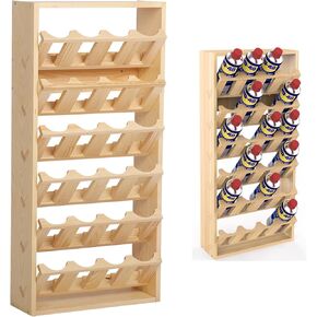 MYOYAY 24 Can Spray Paint Can Storage Holder 6-Tier Wooden Wall Mount Can Rack Aerosol Spray Can Organizer Spray Bottle Holder for Garage and Craft Workroom 14.2" L x 5" W x 30" H