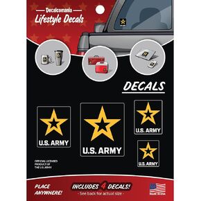 US Army New Star Logo Decals - Set of 4 US Army Stickers for Truck or Car Window, Phones, Tumbler, Laptop – Large Military Vehicle Decals 1.75" to 3.5"