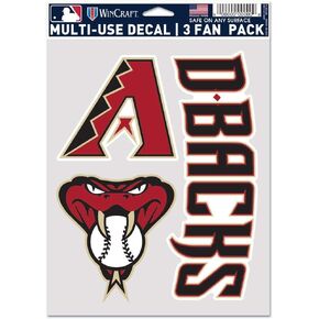 WinCraft MLB Arizona Diamondbacks Decal Multi Use Fan 3 Pack, Team Colors, One Size