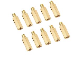 Male to Female Thread Spacer Screws Brass Hex Standoff M3 x 10mm + 6mm PCB Pillar for Drone Quadcopter, Computer and Circuit Board, Pack of 20, Gold