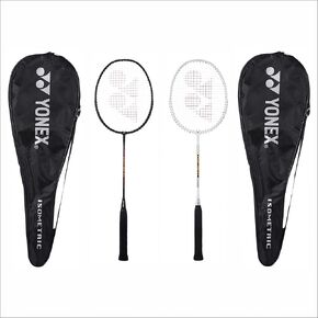 YONEX Aluminium Badminton Racquet Gr 303I Made in India Pack of 2 with Full Cover (Black/White)