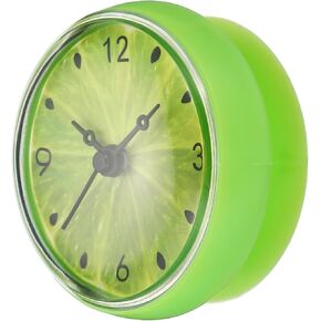 PATIKIL Waterproof Shower Clock, Non Ticking Silent Mini Cute Mirror Wall Clocks with Suction Cup for Bathroom Kitchen Home Decoration, Green/Black