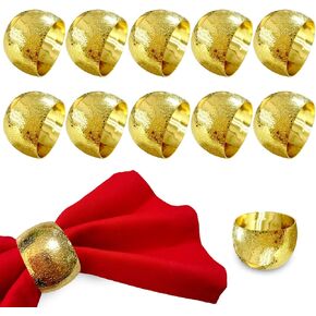 Gold Napkin Rings Set of 6, Metal Napkin Ring,Thanksgiving Napkin Rings Gold Napkin Holder for Wedding Party Dinner Christmas Table Decor (6 Pcs Gold ringlike)