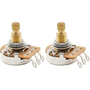 Musiclily Pro HD A1M Full Brass Metric Coarse 18-Spline Split Shaft Pots Audio Taper Potentiometers for Electric Guitar Bass (Set of 2)