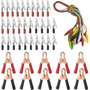 WMYCONGCONG Metal Alligator Clips Electrical Test Clamps + Alligator Clips Electrical Test Leads Set for Electric Experiment Testing Circuit Connection, 50 PCS