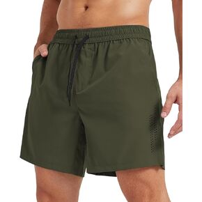 Surenow Men's Athletic Shorts Lightweight Breathable Running Shorts with Zipper Pockets, Quick Dry Gym Workout Shorts for Men