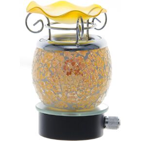 Variation Color Cracked Crystal Design Decorative Glass Electric Plug-in Fragrance Lamp Aromatherapy Oil Warmer/Burner Night Light in Gift Box # Mt-044 (Blue)