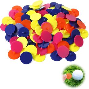 100pcs Plastic Golf Ball Marker,Ball Marker,Ball Marker Golf,Golf Ball Markers for Putting Green,Multicolor 24mm Flat Round Golf Accessories for Men Women Golfer
