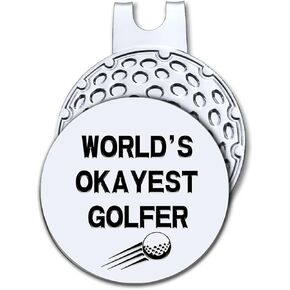 World's Okayest Golfer Golf Ball Marker with Magnetic Hat Clip, Funny Golf Accessories and Golf Gifts for Women Men Dad Grandpa, Birthday for Golfer Golf Lovers