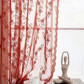 Pikiuche Grey Lace Curtains 63 Inch Length - Rod Pocket Vintage Floral Pattern Lace Curtains for Room Decoration, Elegant Textured Curtains for Kitchen Light Filtering, 54 x 63 Inch, 2 Panels, Grey