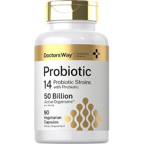 Doctor's Way Probiotic Supplement | 50 Billion Active Organisms | 90 Capsules | 14 Strains with Prebiotic | for Men and Women | Vegetarian, Non-GMO, Gluten Free