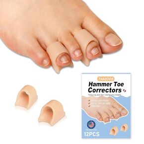 Hammer Toe Straightener Corrector - Toe Corrector(12pcs, Nude), Gel Toe Splint Relief for Bunion, Crooked, Hammer Toes, Claw Toes, Small Size